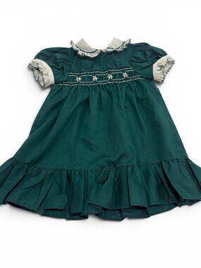 Princess Anne Hand Smocked Dress Size 4 80s St Vincent Vintage